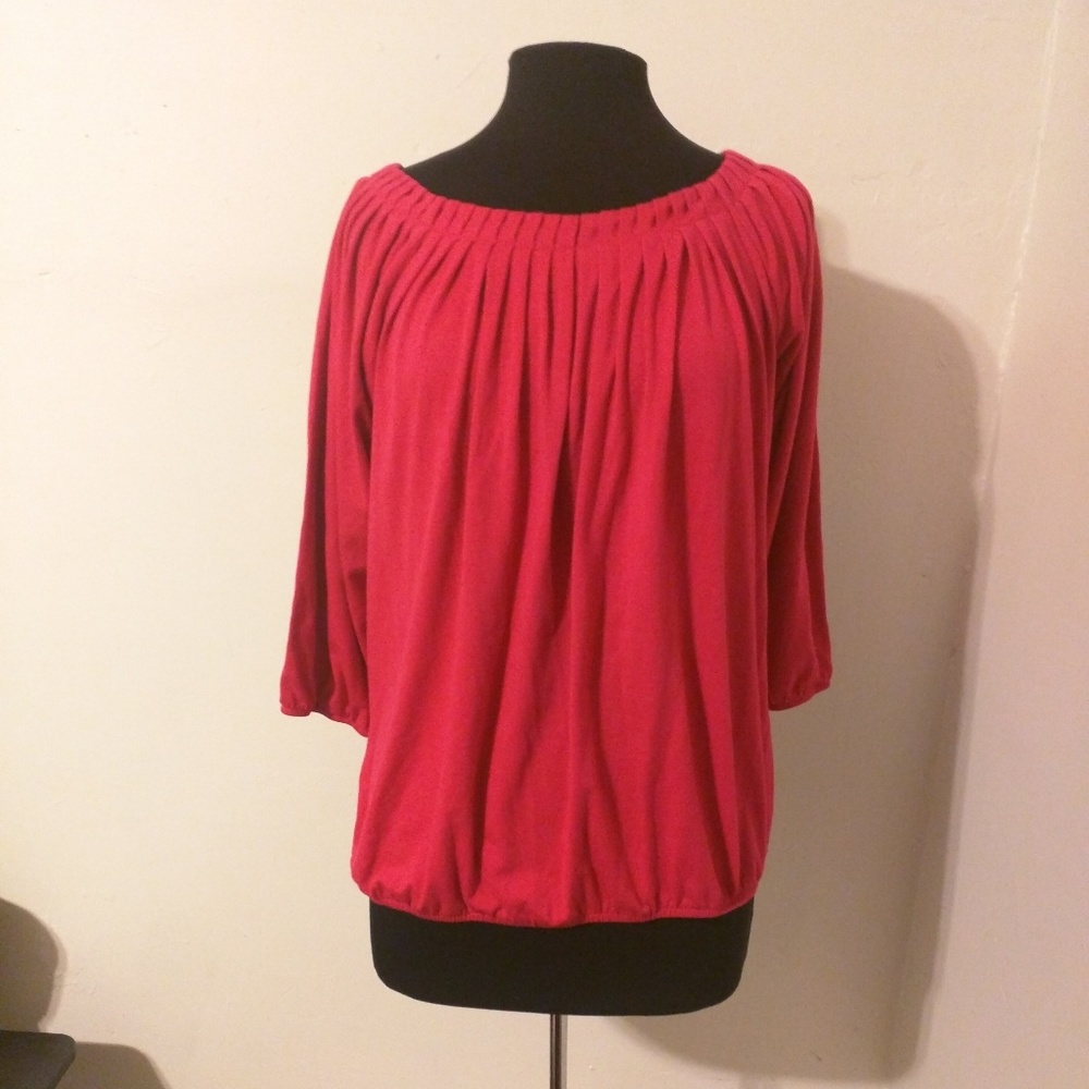 AGB Pleated Fuschia Pink Blouse